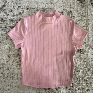 NWOT Bozzolo Mock Neck Short Sleeve Dusty Pink Crop Top size small